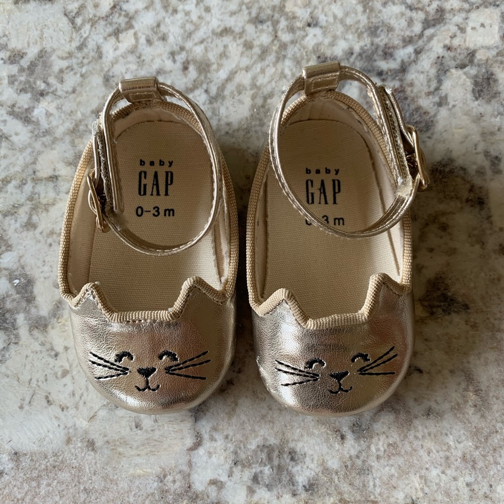 Baby GAP Gold Kitten Shoes - 0-3M
